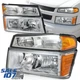 For 04-12 Chevy Colorado GMC Canyon Chrome Headlight Headlamp+Corner Left+Right For 04-12 Chevy Colorado GMC Canyon Chrome Headlight Headlamp+Corner Left+Right