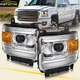 Left&Right For 2014-2018 2019 GMC Sierra Headlights Assembly Chrome Amber