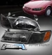 For 97-99 Toyota Camry Black Headlights Lamp w/Corner Light+Blue LED DRL Signal