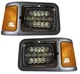 FIT FORD F800 F850 1998 1999 BLACK LED HEADLIGHTS BEZEL HEAD LIGHTS CORNER PAIR