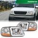 Fit For 97-03 Ford F150/99-02 Expedition Chrome LED DRL Headlights+Corner Lights