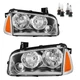 Pair Headlights For 2006-2010 Dodge Charger Chrome Amber Headlamps w/ Bulbs