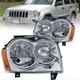 2PCS Chrome Headlights Clear Lens Assembly For 2005-2007 Jeep Grand Cherokee