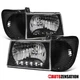 Fits 1992-2007 Ford E250 E350 E450 Black LED Strip Headlights+Corner Signal Lamp
