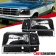 Fit 1992-1996 Ford F150 F250 F350 Bronco Black Headlights+Bumper Corner Lamps