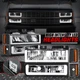 [U-LED DRL] For 88-93 Chevy C10 C/K 1500 2500 Headlight Bumper Corner Lamp Black