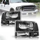 For 99-04 Ford F250 F350 F450 F550 Super Duty Excursion Black/Clear Headlights