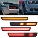 Dynamic Front&Rear LED Side Marker Lights For 2015-2023 Dodge Challenger Smoked