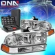 FOR 1998-2004 CHEVY S10 PICKUP BLAZER HEADLIGHT BUMPER LAMPS+TOOLS CHROME/AMBER