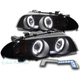 For 99-01 BMW 3 Series E46 4dr LED Halo Black/Smoke Projector Headlight+Blue DRL