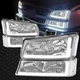 For 03-07 Chevy Silverado Avalanche Headlights Bumper Lamps Chrome W/LED DRL Set