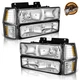 WEELMOTO Pair Headlights For 1994-1998 Chevy Silverado C/K 1500 2500 Chrome