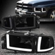 [DUAL L-LED DRL]FOR 94-02 DODGE RAM 1500 2500 3500 HEADLIGHT BLACK/SMOKED/CLEAR