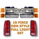 1994-1998 Chevy Pickup Truck Headlights Park Tail Lights 10-Piece Set KIT