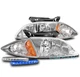 FOR 00-02 CHEVY CAVALIER CHROME REPLACEMENT HEADLIGHT HEADLAMP +BLUE LED DRL KIT FOR 00-02 CHEVY CAVALIER CHROME REPLACEMENT HEADLIGHT HEADLAMP +BLUE LED DRL KIT