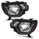 Pair Headlights For 2012-2015 Toyota Tacoma Pickup Black Housing Headlamp