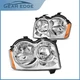 For 2005-2007 Jeep Grand Cherokee Headlights Pair Headlamps Chrome Housing Amber