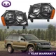 Pair Black Headlights For 2005-07 Jeep Grand Cherokee Sport Utility 4-Door New