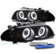 For 99-01 BMW E46 4dr LED Halo Black/Smoke Projector Headlight w/Blue DRL Signal