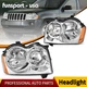 For 2005-2007 Jeep Grand Cherokee Headlights Headlamps Chrome Housing Amber Pair