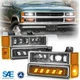 FULL LED Black Headlight Bumper Light For Chevy C10 Pickup 1994 95 96 97 98 1999