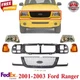 Front Grille Assembly + Header Panel + Headlight Kits For 2001-2003 Ford Ranger