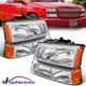 For 2003-2006 Chevy Silverado 1500 2500 3500 Chrome Headlights + Bumper Light