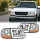Fit For 97-04 F150 Expedition Chrome Clear LED Headlights &Corner Parking Lights