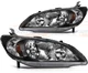 Front for Honda Civic 2004-2005 Headlights Assembly Pair Black Housing Headlamp