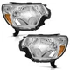 Pair Headlights For 2012-2015 Toyota Tacoma Pickup Chrome Headlamps, w/o Bulbs