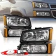 4PC Black Headlights + Signal Lamps For 2003-2006 Chevy Silverado 1500 2500 3500