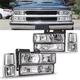 For 1994-98 Chevy Silverado C10 C/K 1500 2500 3500 Headlights Bumper Lamp Clear