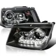 Black Fits 1999-2004 Volkswagen Jetta Led Strip Projector Headlights Left+Right