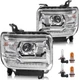 2X LED DRL Headlights Assembly 2014-2018 GMC Sierra 1500 2015-2019 2500HD 3500HD