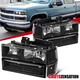 Fit 1994-1998 Chevy Silverado Tahoe Suburban Black Headlights+Bumper Corner Lamp