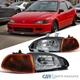 Fits 92-95 Honda Civic 2/3Dr Matte Black Headlights w/Dark Turn Signal Lamps L+R