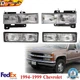 Front Headlights + Signal Lights LH & RH For 1994-1999 Chevrolet &GMC C/K Series