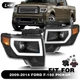 For 2009-2014 Ford F150 LED Tube DRL Projector  Black Headlights Headlamps