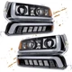 Headlights Assembly For 99-02 Chevy Silverado 00-06 Tahoe LED DRL & Bumper Lamps