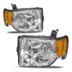 For 2008-2012 Ford Escape SUV Chrome Headlights Assembly Amber Corner Lamps Pair