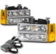 94-98 GMC C/K 1500 SUBURBAN HEADLIGHTS LAMP W/BUMPER+CORNER+50W 6K HID KIT CLEAR