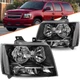 Pair Headlights For Chevy Avalanche Suburban Tahoe 2007-2014 Black Halogen Sets 