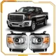 Headlights Assembly For 2014-2019 GMC Sierra Chrome Housing Pair