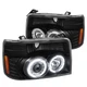 Black Fits 1992-1996 Ford Bronco F150 F250 F350 Led Halo Projector Headlights