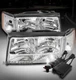 FOR 97 98 99 CADILLAC DEVILLAC HEADLIGHT HEADLAMP CHROME W/50W 6K HID LEFT+RIGHT