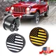 US Flag LED White DRL Amber Signal Smoked Lights for 2007-2018 Jeep Wrangler JK