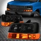 For 03-24 Chevy Express GMC Savana Smoked Headlights Amber Bumper Lamp Assembly