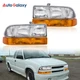 Pair Halogen Chrome & Amber Headlights Headlamps For 1998-2004 Chevy S10 Blazer