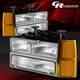 PAIR CHROME AMBER SIDE HEADLIGHT+BUMPER LAMP FOR 1994-1999 CHEVY C/K 1500/TAHOE