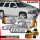 L+R Headlight+Bumper w/6500K LED Bulbs for 2001-2006 GMC Yukon XL/Sierra Denali